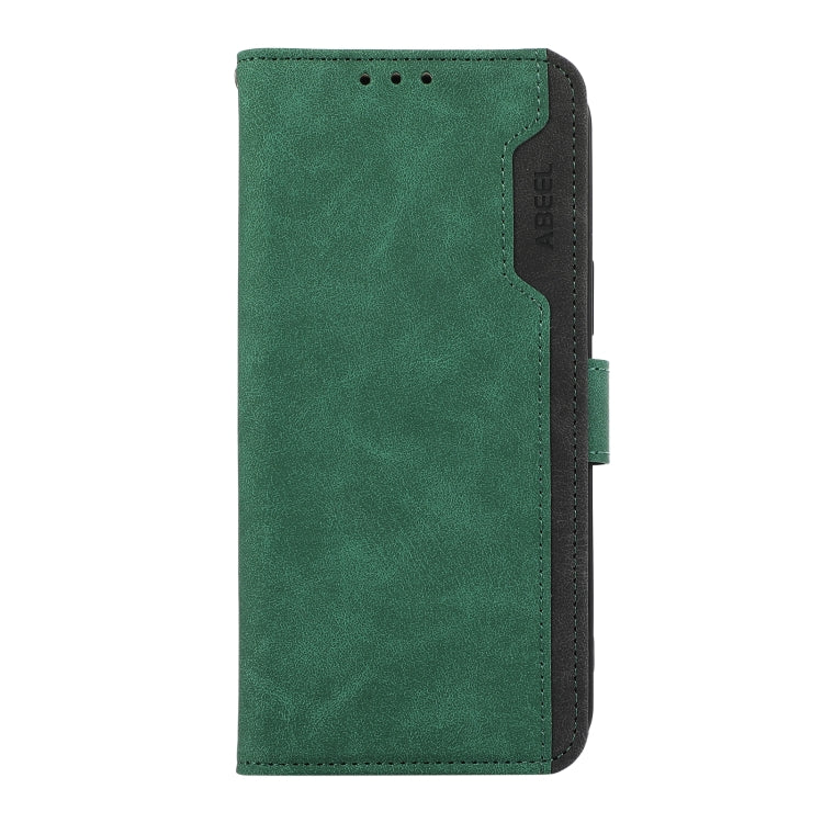 For iPhone 16 ABEEL Color Block Magnetic RFID Leather Phone Case(Green-Black) - iPhone 16 Cases by buy2fix | Online Shopping UK | buy2fix