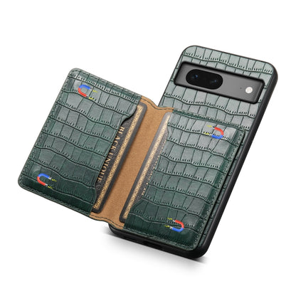 For Google Pixel 7 5G Crocodile Texture Card Bag Design Full Coverage Phone Case(Green) - Google Cases by buy2fix | Online Shopping UK | buy2fix