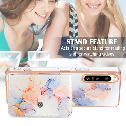 For Sony Xperia 5 IV Marble Pattern IMD Card Slot Phone Case(Galaxy Marble White) - Sony Cases by buy2fix | Online Shopping UK | buy2fix