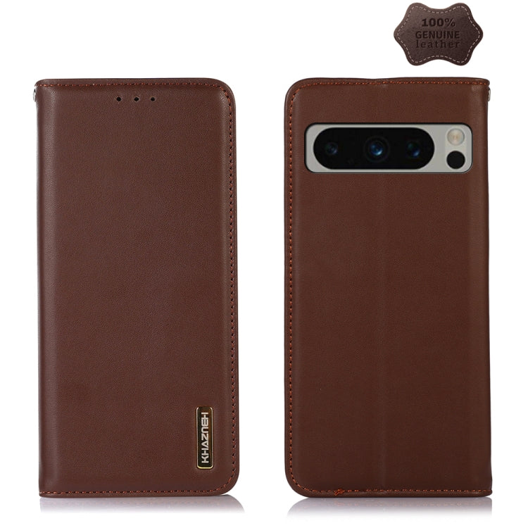 For Google Pixel 9 Pro KHAZNEH Nappa Top Layer Cowhide Leather Phone Case(Brown) - Google Cases by buy2fix | Online Shopping UK | buy2fix