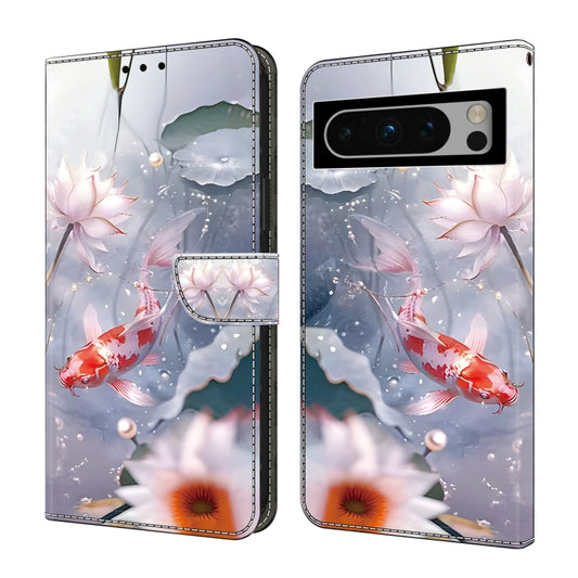 For Google Pixel 9 Crystal Painted Leather Phone case(Koi) - Google Cases by buy2fix | Online Shopping UK | buy2fix