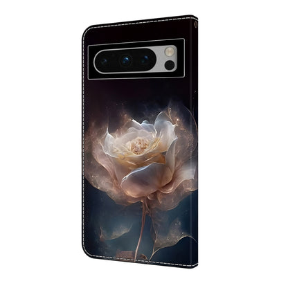 For Google Pixel 9 Crystal Painted Leather Phone case(Peony) - Google Cases by buy2fix | Online Shopping UK | buy2fix