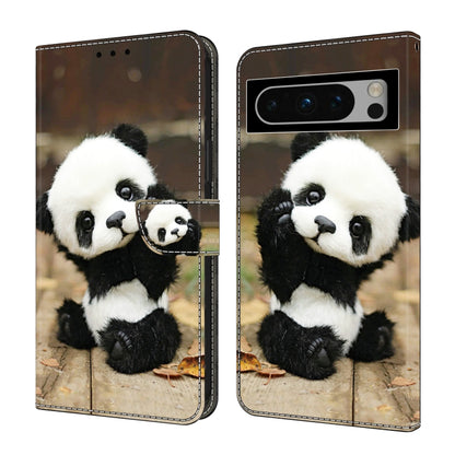 For Google Pixel 9 Crystal Painted Leather Phone case(Panda) - Google Cases by buy2fix | Online Shopping UK | buy2fix