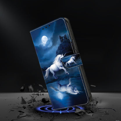 For Google Pixel 9 Pro Crystal Painted Leather Phone case(White Horse) - Google Cases by buy2fix | Online Shopping UK | buy2fix