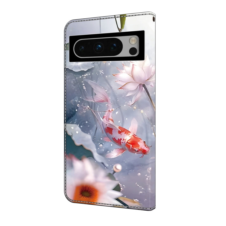 For Google Pixel 9 Pro Crystal Painted Leather Phone case(Koi) - Google Cases by buy2fix | Online Shopping UK | buy2fix