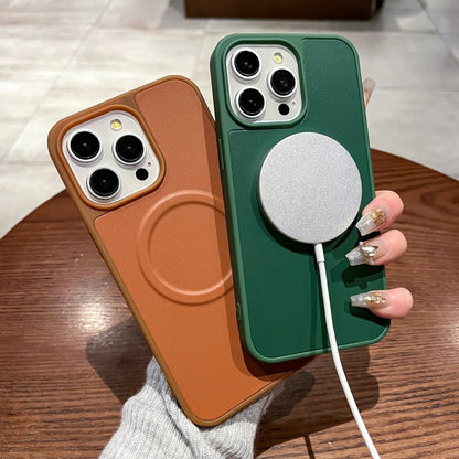 For iPhone 14 2 in 1 MagSafe Magnetic Silicone Leather Phone Case(Green) - iPhone 14 Cases by buy2fix | Online Shopping UK | buy2fix