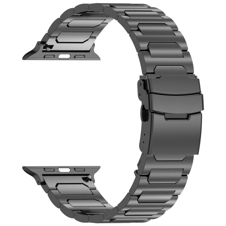 For Apple Watch 42mm I-Shaped Titanium Metal Watch Band(Black) - Watch Bands by buy2fix | Online Shopping UK | buy2fix