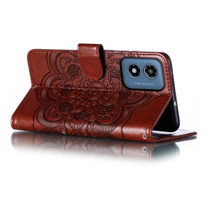 For Motorola Moto G Play 2024 Sun Mandala Embossing Pattern Phone Leather Case(Brown) - Motorola Cases by buy2fix | Online Shopping UK | buy2fix