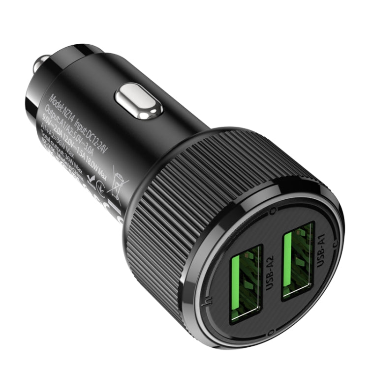 hoco NZ14 Guerrero 36W Dual-port USB Car Charger(Black) - Car Charger by hoco | Online Shopping UK | buy2fix