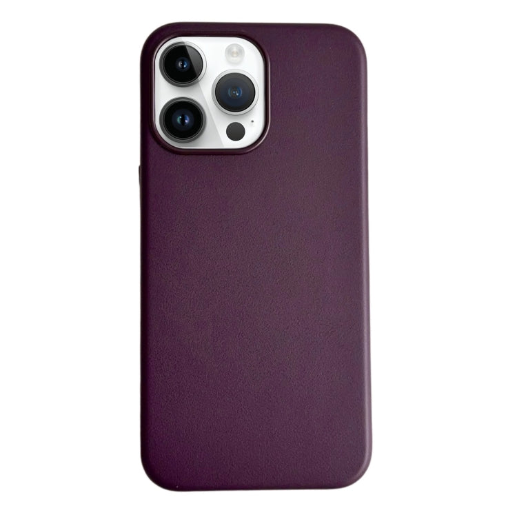 For iPhone 15 Pro Pure Color Leather Magsafe Magnetic Phone Case(Purple) - iPhone 15 Pro Cases by buy2fix | Online Shopping UK | buy2fix