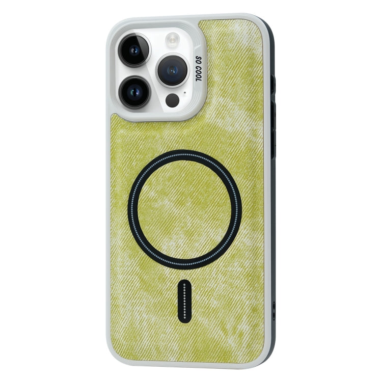 For iPhone 13 Pro Contrast Color Denim MagSafe Magnetic Phone Case(Yellow Green) - iPhone 13 Pro Cases by buy2fix | Online Shopping UK | buy2fix