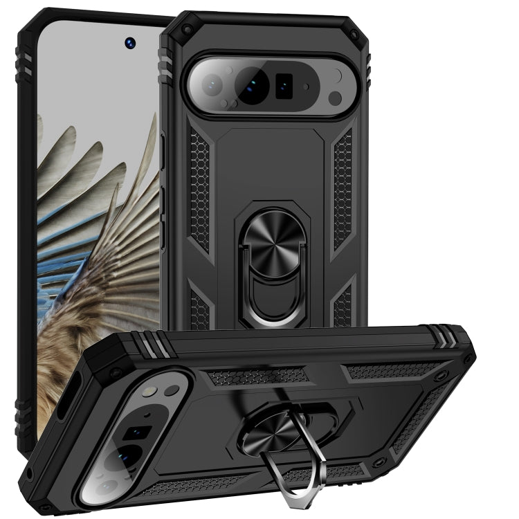 For Google Pixel 9 Pro Shockproof TPU + PC Phone Case with Holder(Black) - Google Cases by buy2fix | Online Shopping UK | buy2fix