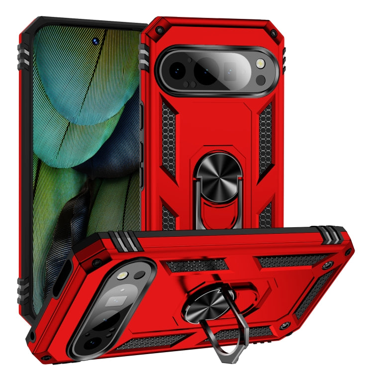 For Google Pixel 9 Shockproof TPU + PC Phone Case with Holder(Red) - Google Cases by buy2fix | Online Shopping UK | buy2fix