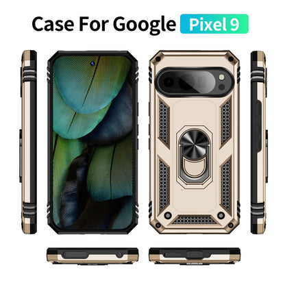 For Google Pixel 9 Shockproof TPU + PC Phone Case with Holder(Gold) - Google Cases by buy2fix | Online Shopping UK | buy2fix