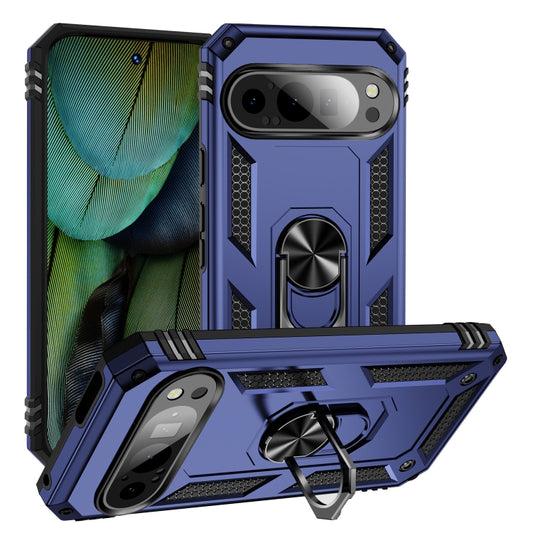 For Google Pixel 9 Shockproof TPU + PC Phone Case with Holder(Blue) - Google Cases by buy2fix | Online Shopping UK | buy2fix