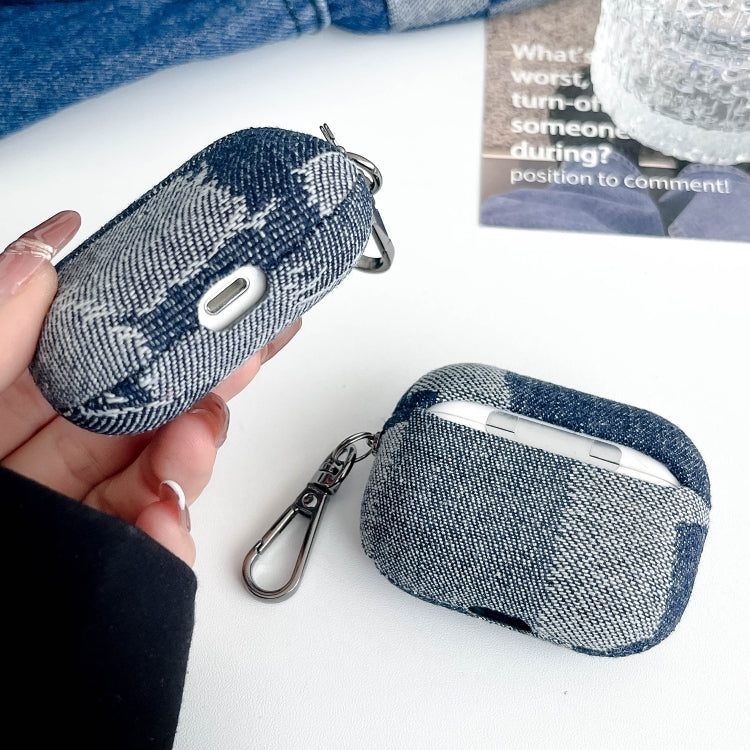 For AirPods Pro Stitching Denim Cloth Bluetooth Earphone Protective Case(Grid) - For AirPods Pro by buy2fix | Online Shopping UK | buy2fix