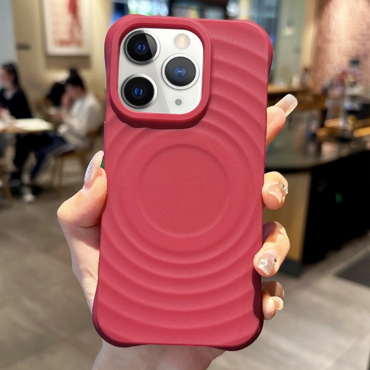 For iPhone 11 Pro MagSafe Magnetic Ring Texture TPU Phone Case(Red) - iPhone 11 Pro Cases by buy2fix | Online Shopping UK | buy2fix