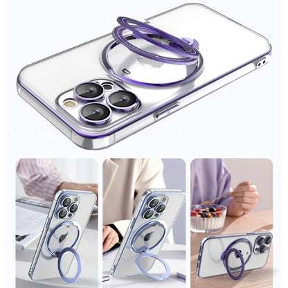 For iPhone 16 Pro Max Electroplating MagSafe 360 Degree Rotation Holder Shockproof Phone Case(Dark Purple) - iPhone 16 Pro Max Cases by buy2fix | Online Shopping UK | buy2fix