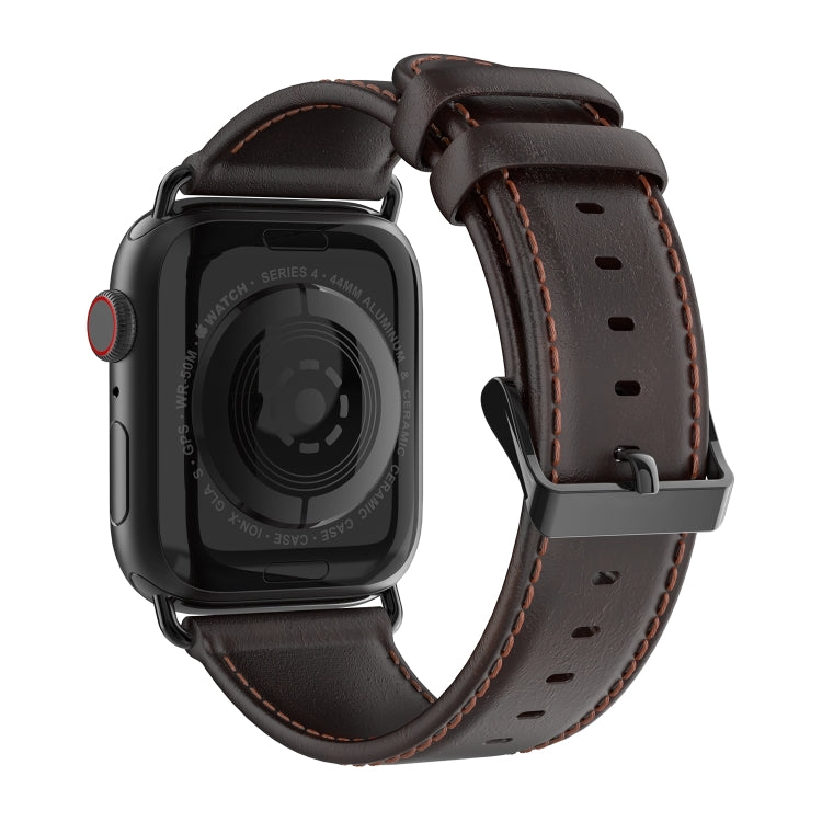 For Apple Watch Series 10 42mm DUX DUCIS Business Genuine Leather Watch Strap(Coffee) - Watch Bands by DUX DUCIS | Online Shopping UK | buy2fix