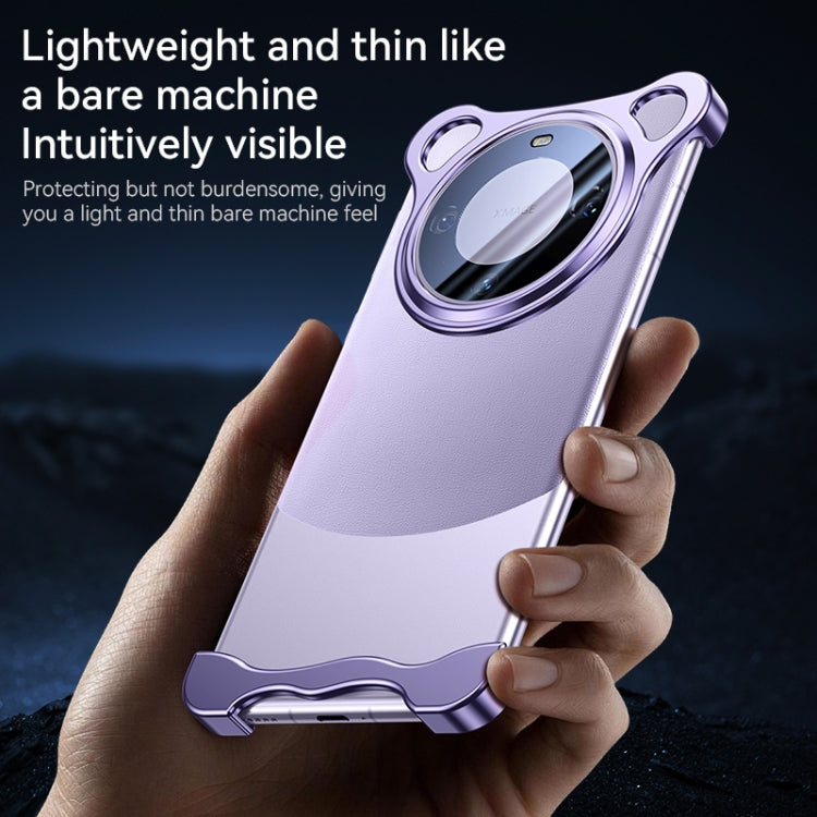 For Huawei Mate 60 Pro Frameless Metal Corner Pad Phone Case with Lens Film(Purple) - Huawei Cases by buy2fix | Online Shopping UK | buy2fix