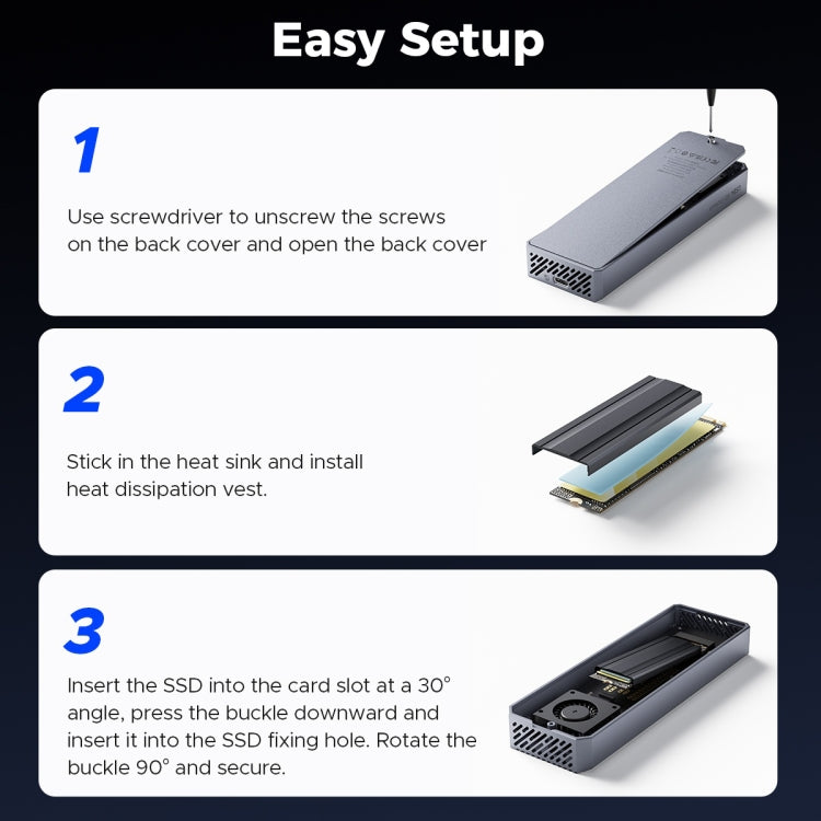 ORICO CNM2-U4 40Gbps USB4 M.2 NVMe SSD Enclosure(Grey) - HDD Enclosure by ORICO | Online Shopping UK | buy2fix