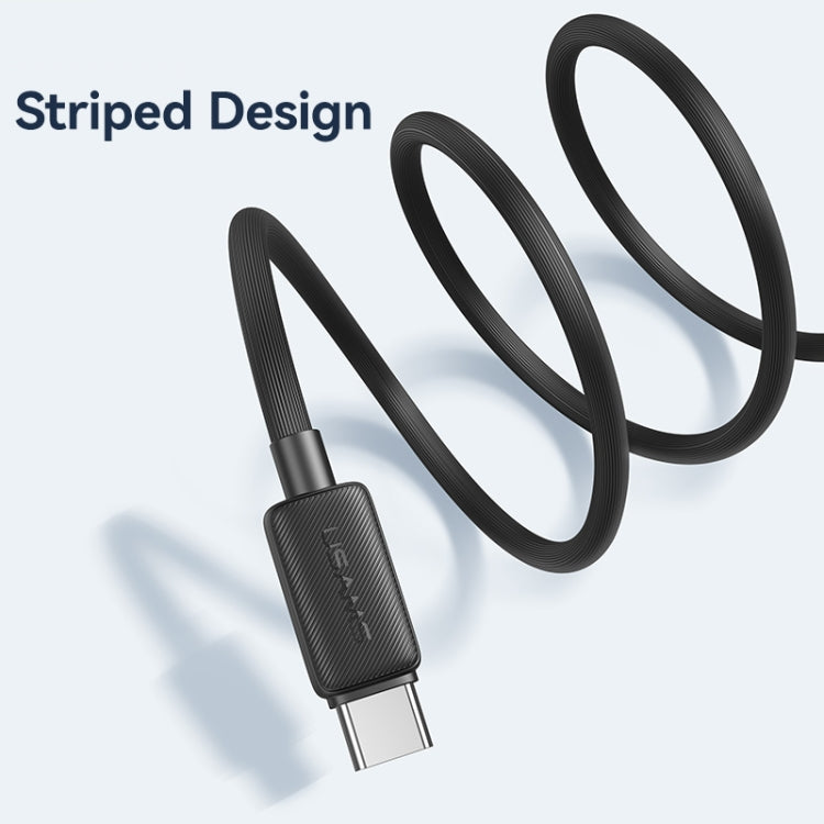 USAMS US-SJ698 USB to USB-C / Type-C 3A Striped Fast Charge Data Cable, Length:3m(Black) - USB-C & Type-C Cable by USAMS | Online Shopping UK | buy2fix