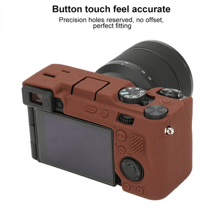 For Sony ILCE-7CM2 / A7C II / A7CR Litchi Texture Soft Silicone Protective Case(Coffee) - Protective Case by buy2fix | Online Shopping UK | buy2fix