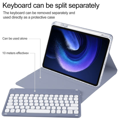 For Xiaomi Pad 6 Round Button Bluetooth Keyboard Rotatable Holder Leather Case(Lavender Purple) - Others Keyboard by buy2fix | Online Shopping UK | buy2fix