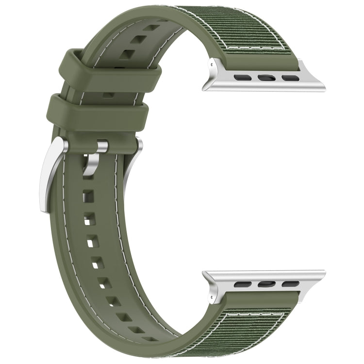 For Apple Watch Ultra 49mm Official Buckle Hybrid Nylon Braid Silicone Watch Band(Green) - Watch Bands by buy2fix | Online Shopping UK | buy2fix