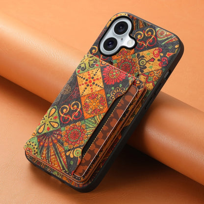 For iPhone 16 Card Slot Holder Phone Case(Autumn Yellow) - iPhone 16 Cases by buy2fix | Online Shopping UK | buy2fix