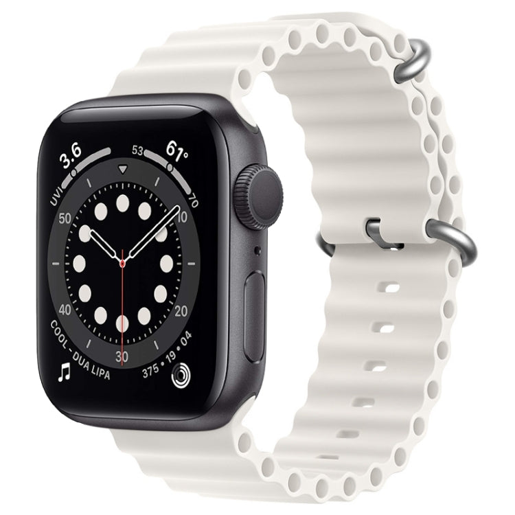 For Apple Watch Series 6 44mm ZGA Ocean Silicone Watch Band(White) - Watch Bands by ZGA | Online Shopping UK | buy2fix