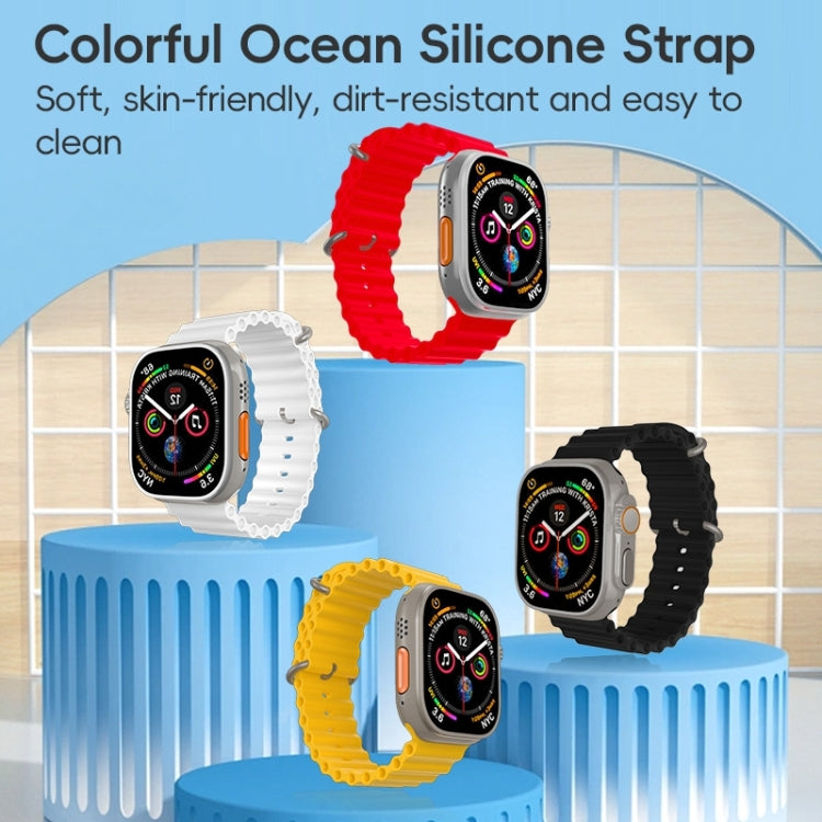 For Apple Watch Series 10 46mm ZGA Ocean Silicone Watch Band(White) - Watch Bands by ZGA | Online Shopping UK | buy2fix