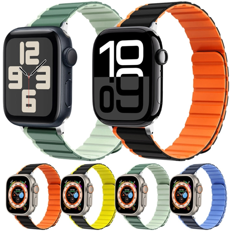 For Apple Watch Ultra 49mm ZGA Two Color Magnetic Silicone Watch Band(Black+Orange) - Watch Bands by ZGA | Online Shopping UK | buy2fix