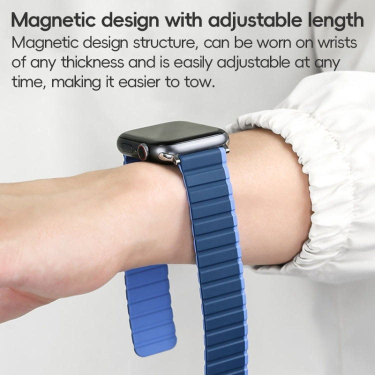 For Apple Watch Series 10 46mm ZGA Two Color Magnetic Silicone Watch Band(Dark Blue+Light Blue) - Watch Bands by ZGA | Online Shopping UK | buy2fix