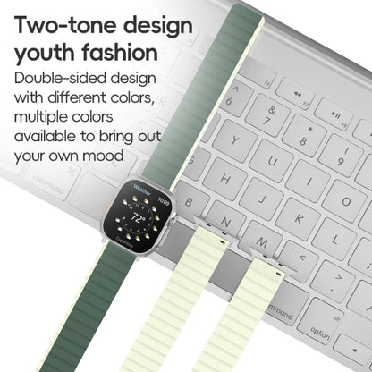 For Apple Watch 42mm ZGA Two Color Magnetic Silicone Watch Band(Dark Green+Light Green) - Watch Bands by ZGA | Online Shopping UK | buy2fix