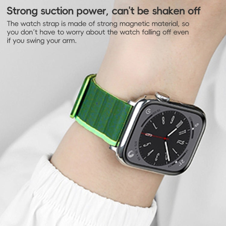 For Apple Watch Series 10 46mm ZGA Two Color Magnetic Silicone Watch Band(Dark Green+Light Green) - Watch Bands by ZGA | Online Shopping UK | buy2fix