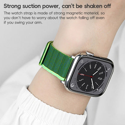 For Apple Watch SE 44mm ZGA Two Color Magnetic Silicone Watch Band(Dark Green+Light Green) - Watch Bands by ZGA | Online Shopping UK | buy2fix