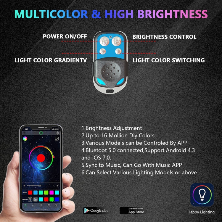 8 in 1 G6 RGB Colorful Car Chassis Light LED Music Atmosphere Light With 4-Button Remote Control - Atmosphere lights by buy2fix | Online Shopping UK | buy2fix