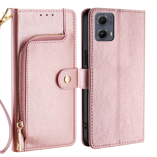 For Motorola Edge 5G 2024 Zipper Bag Leather Phone Case(Rose Gold) - Motorola Cases by buy2fix | Online Shopping UK | buy2fix