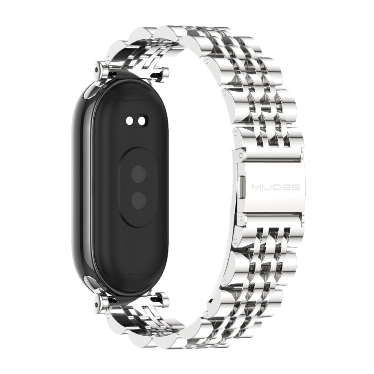 For Xiaomi Mi Band 8 / 9 / 9 NFC Mijobs GT4 Seven Beads Metal Watch Band(Silver) - Watch Bands by MIJOBS | Online Shopping UK | buy2fix