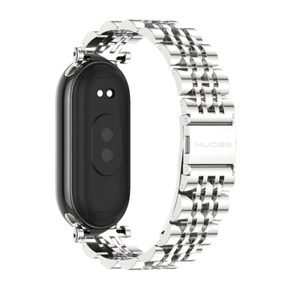 For Xiaomi Mi Band 8 / 9 / 9 NFC Mijobs GT4 Seven Beads Metal Watch Band(Silver) - Watch Bands by MIJOBS | Online Shopping UK | buy2fix