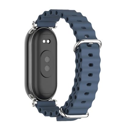 For Xiaomi Mi Band 8 / 9 / 9 NFC Mijobs GT4 Marine Silicone Breathable Watch Band(Dark Blue Silver) - Watch Bands by MIJOBS | Online Shopping UK | buy2fix