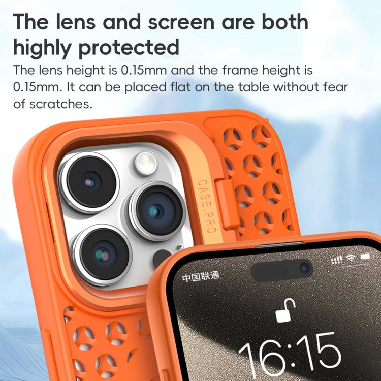 For iPhone 14 Pro Max Hollow Cooling Lens Holder MagSafe Magnetic TPU Phone Case(Orange) - iPhone 14 Pro Max Cases by buy2fix | Online Shopping UK | buy2fix