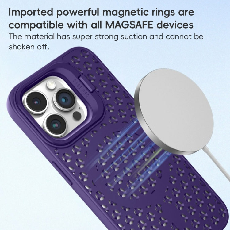 For iPhone 12 Hollow Cooling Lens Holder MagSafe Magnetic TPU Phone Case(Blue) - iPhone 12 / 12 Pro Cases by buy2fix | Online Shopping UK | buy2fix