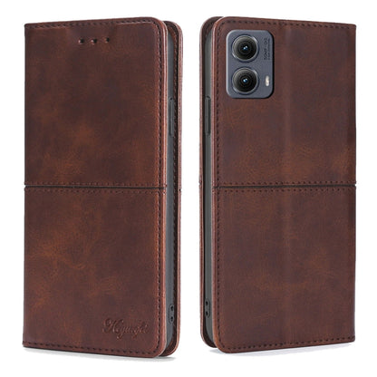 For Motorola Edge 5G 2024 Cow Texture Magnetic Leather Phone Case(Dark Brown) - Motorola Cases by buy2fix | Online Shopping UK | buy2fix