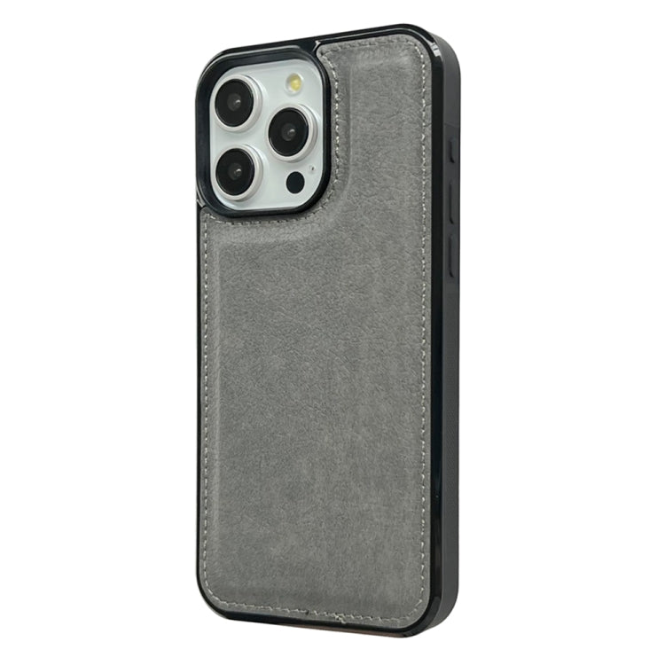 For iPhone 16 Pro Max Cowhide Texture Back Cover Phone Case(Grey) - iPhone 16 Pro Max Cases by buy2fix | Online Shopping UK | buy2fix