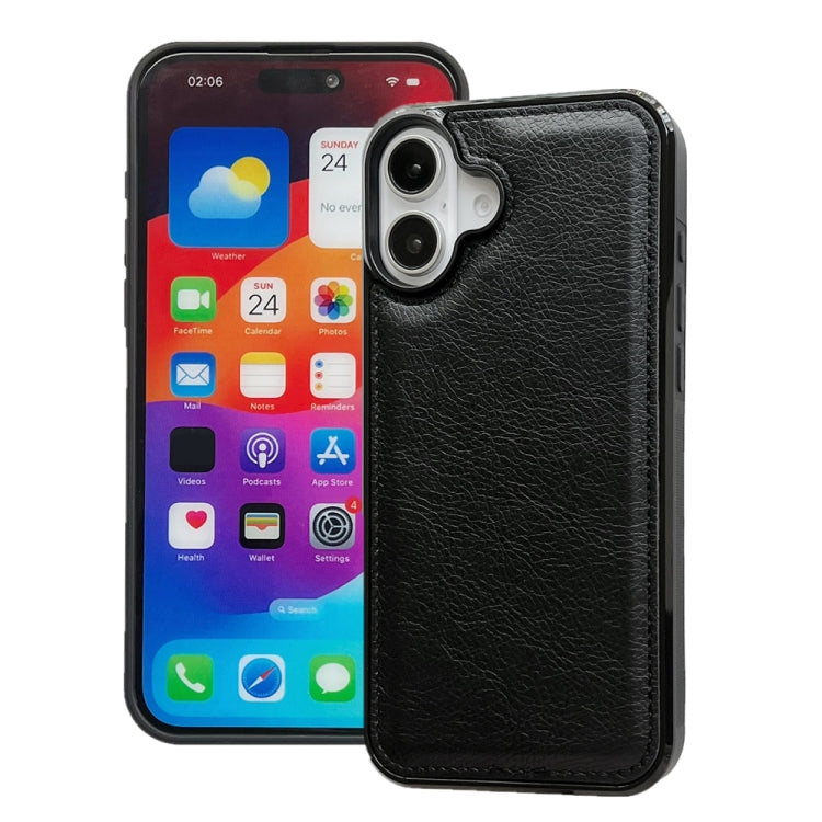 For iPhone 16 Plus Cowhide Texture Back Cover Phone Case(Black) - iPhone 16 Plus Cases by buy2fix | Online Shopping UK | buy2fix