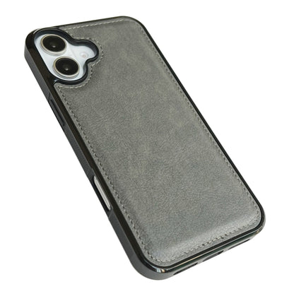 For iPhone 16 Plus Cowhide Texture Back Cover Phone Case(Grey) - iPhone 16 Plus Cases by buy2fix | Online Shopping UK | buy2fix