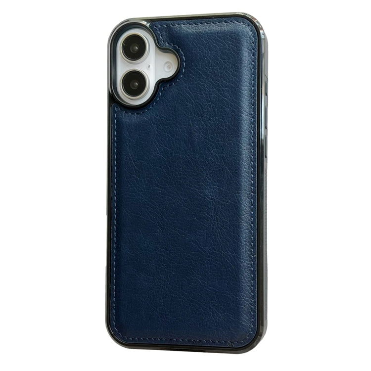 For iPhone 16 Plus Cowhide Texture Back Cover Phone Case(Royal Blue) - iPhone 16 Plus Cases by buy2fix | Online Shopping UK | buy2fix