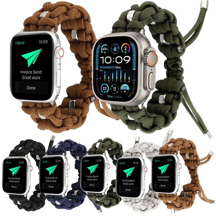 For Apple Watch Ultra 2 49mm Screw Nut Braided Paracord Watch Band(Green) - Watch Bands by buy2fix | Online Shopping UK | buy2fix